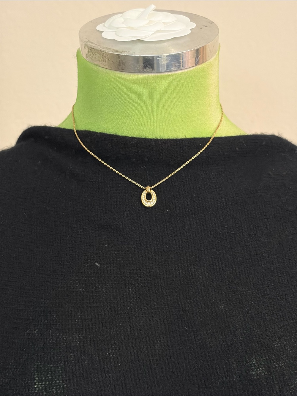 Delicate Gold Pendant Necklace with Pavé Accent